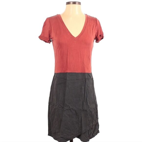 Anthropologie V Neck Colorblocked Dress Short Sleeve - Picture 2 of 10